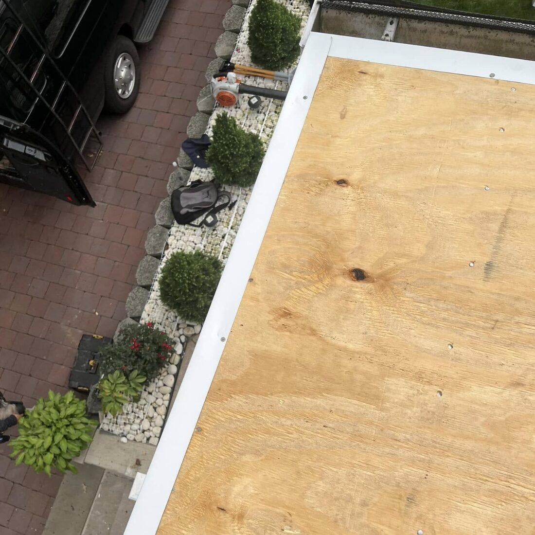 Fresh plywood decking drip edge flat roof NJ