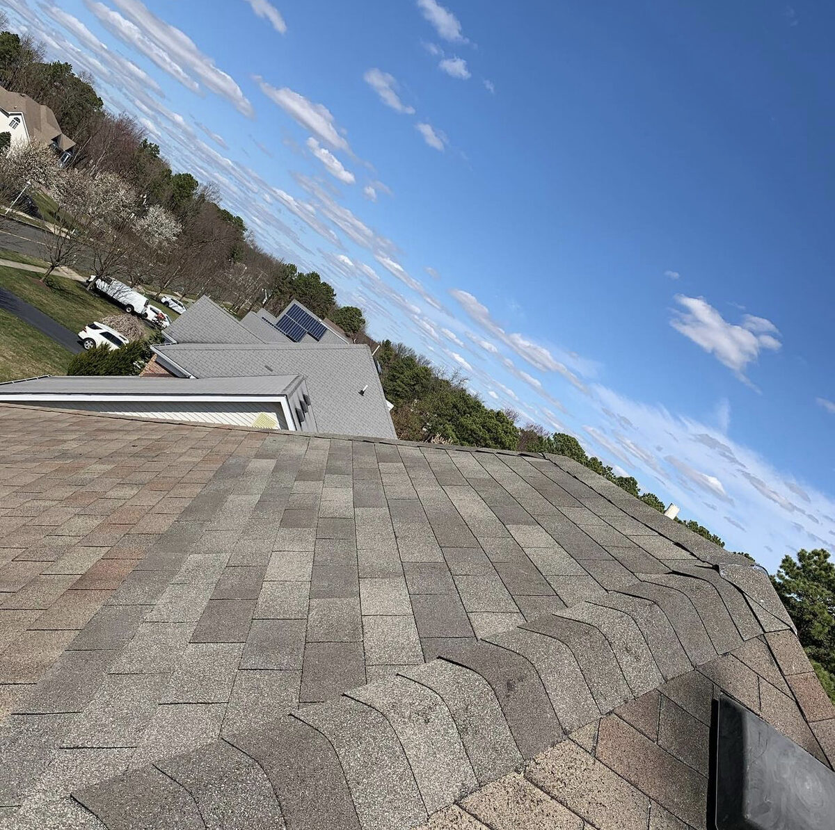 Existing older shingle roof mid-repair documentation NJ