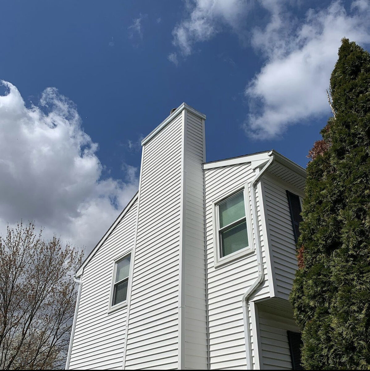 Chimney chase cover white vinyl siding NJ