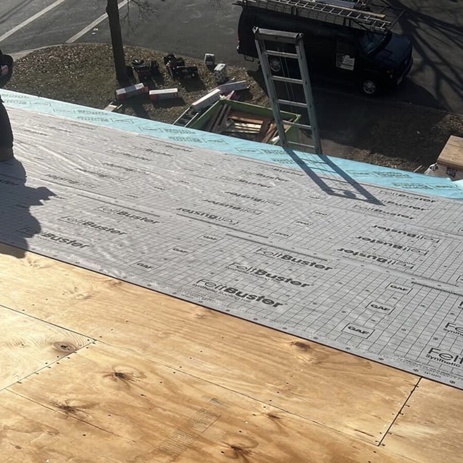 TRI-BUILT underlayment and new shingles mid installation NJ