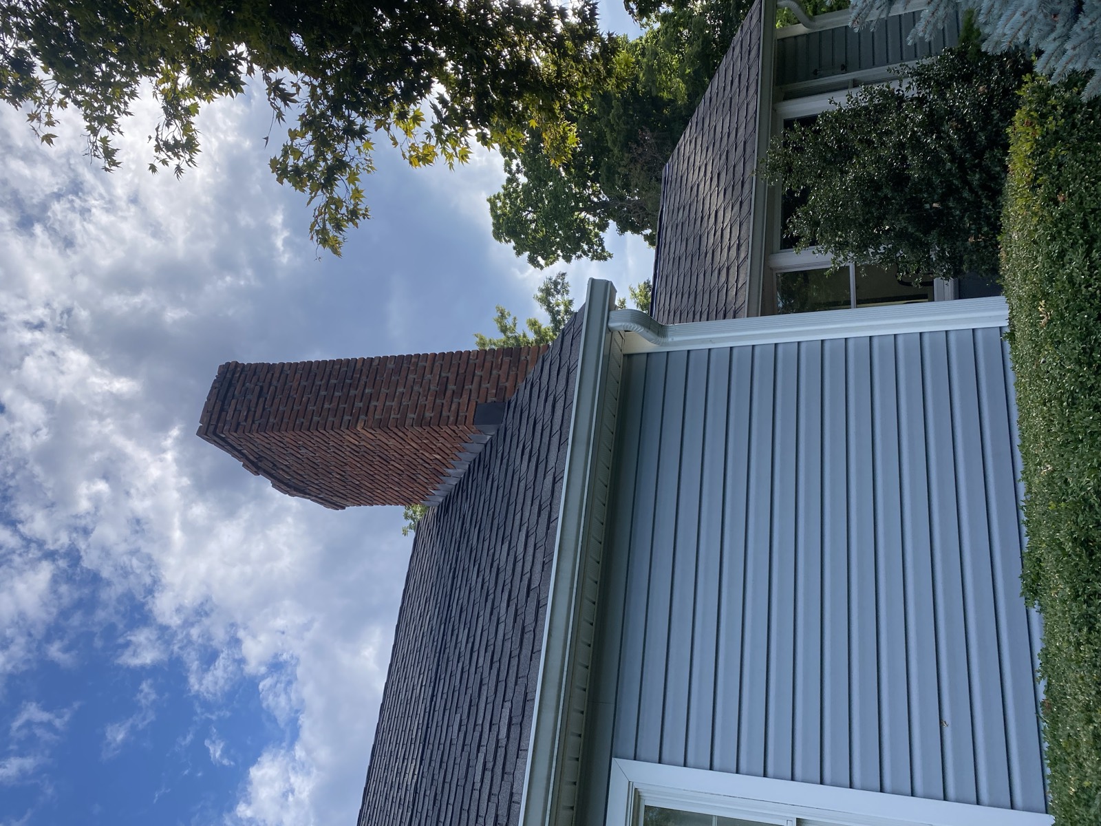 Old chimney full height aging brick before rebuild NJ